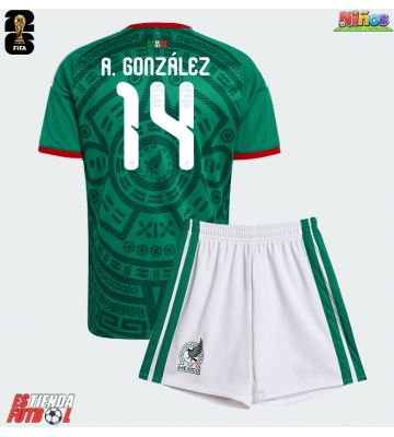 México Armando Gonzalez #14 Primera Equipación Niños Mundial 2026 Manga Corta (+ Pantalones cortos)
